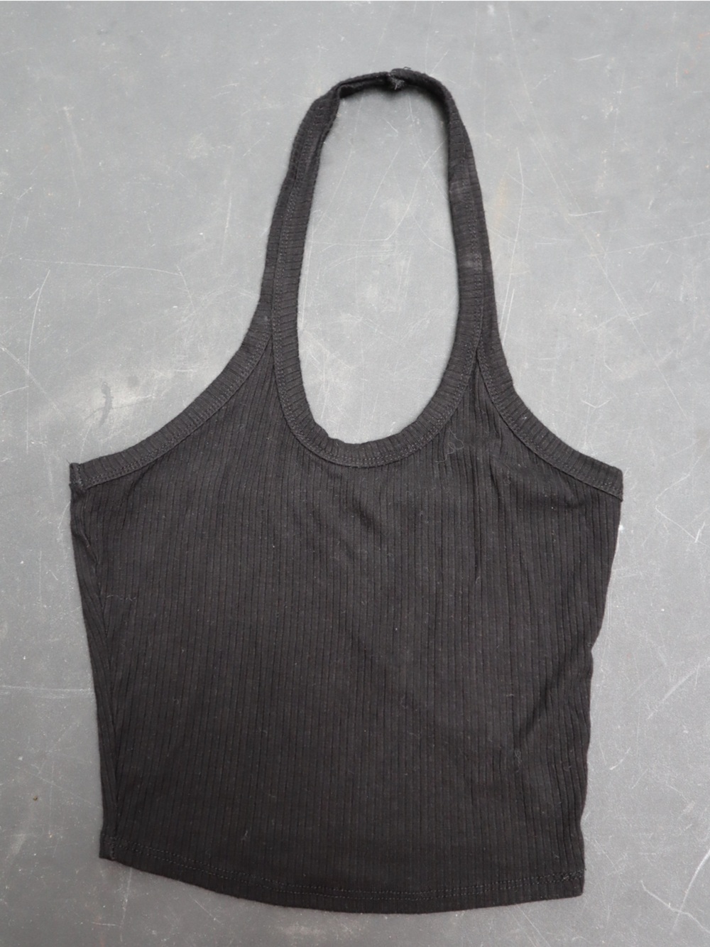 Bozzolo Black Ribbed Halter Tank Top